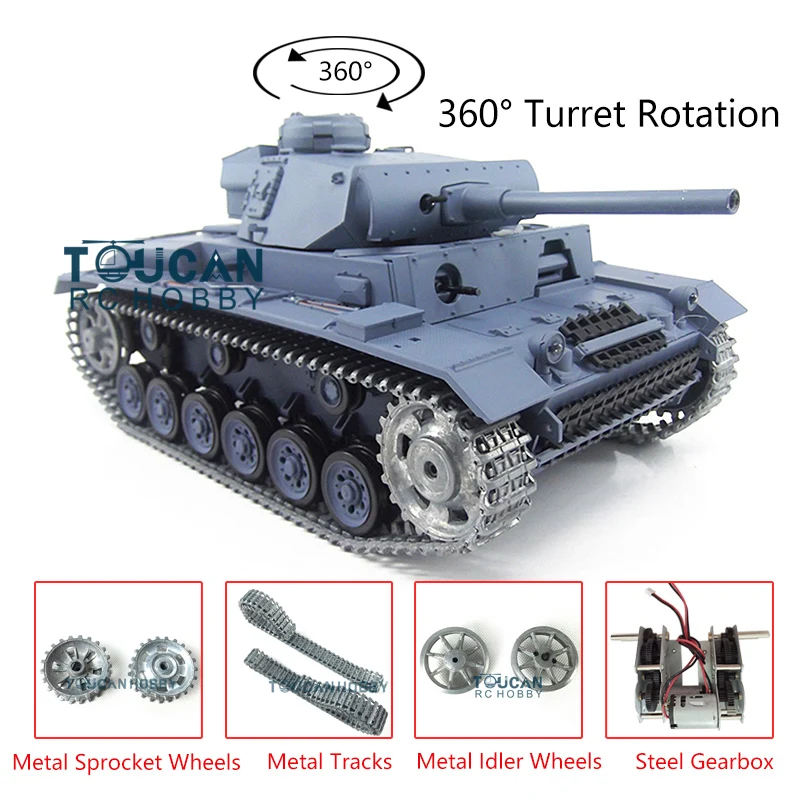 

Heng Long Upgraded Ver 1/16 TK7.0 Panzer III L RC Tank 3848 Вт/360 ° башни металлические треки бронированные игрушки TH17343