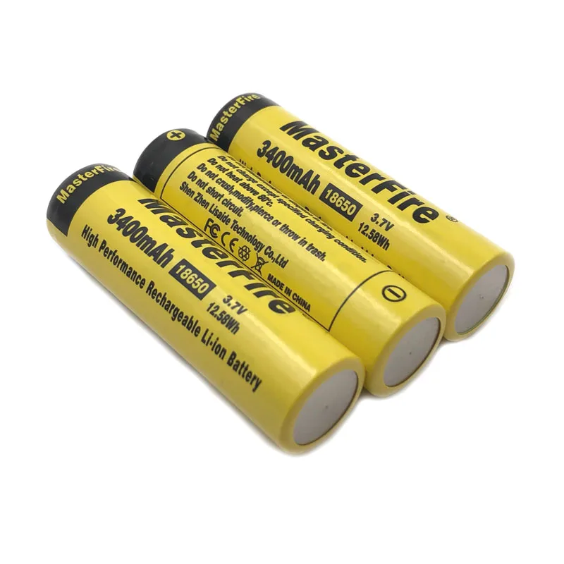 

MasterFire Original 3.7V 12.58Wh 3400mah 18650 High Performance Rechargeable Lithium Battery for Flashlight Laptop Batteries
