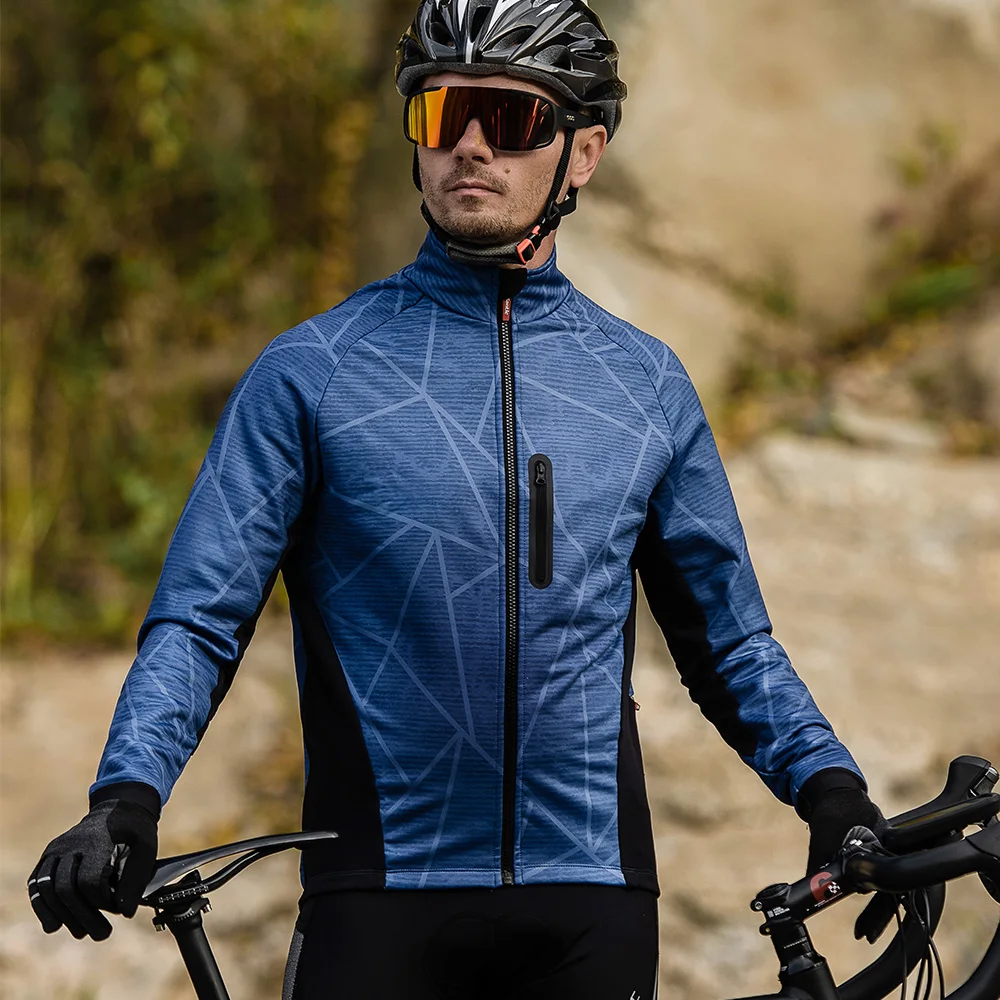 

Santic men's plush warm windproof jacket waterproof anti-skid mountain bike coat reflective sportswear winter cycling coat