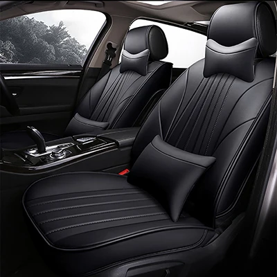 black pillow 3D Leather car seat cover for hyundai tucson santa fe getz solaris creta kona lantra i40 elantra terracan all models 5 seat - Название цвета: black pillow
