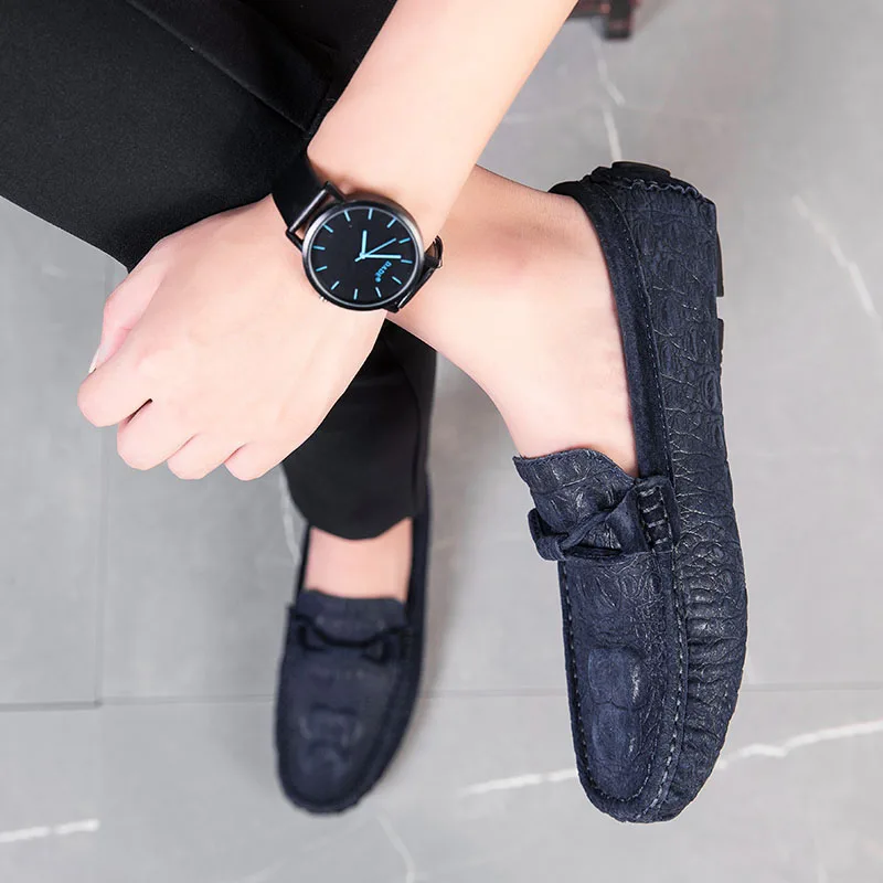 Мужские туфли на плоской подошве из натуральной кожи Повседневные Лоферы без