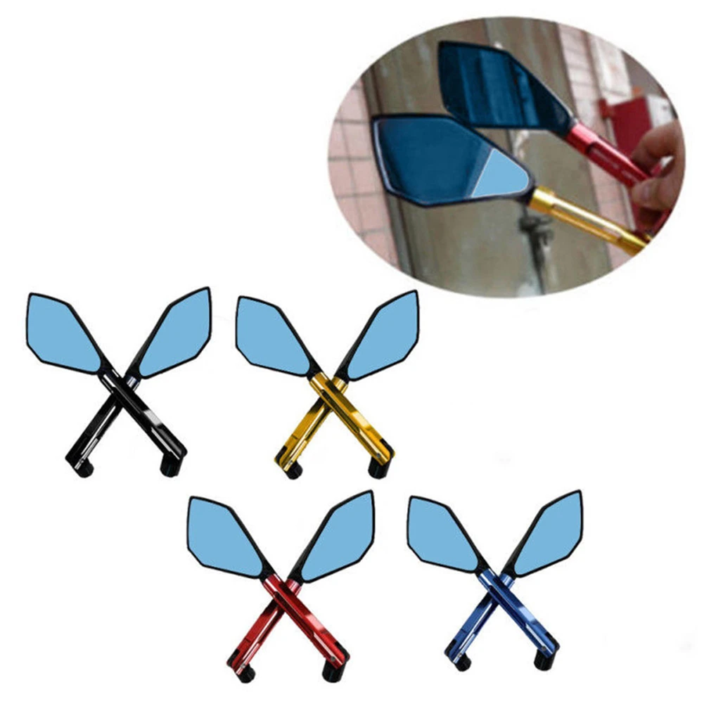 

Motorcycle Accessories Universal Rearview Mirror CNC Aluminum Surface Anodic Oxidation Diamond Pentagonal Reflective Back Mirror
