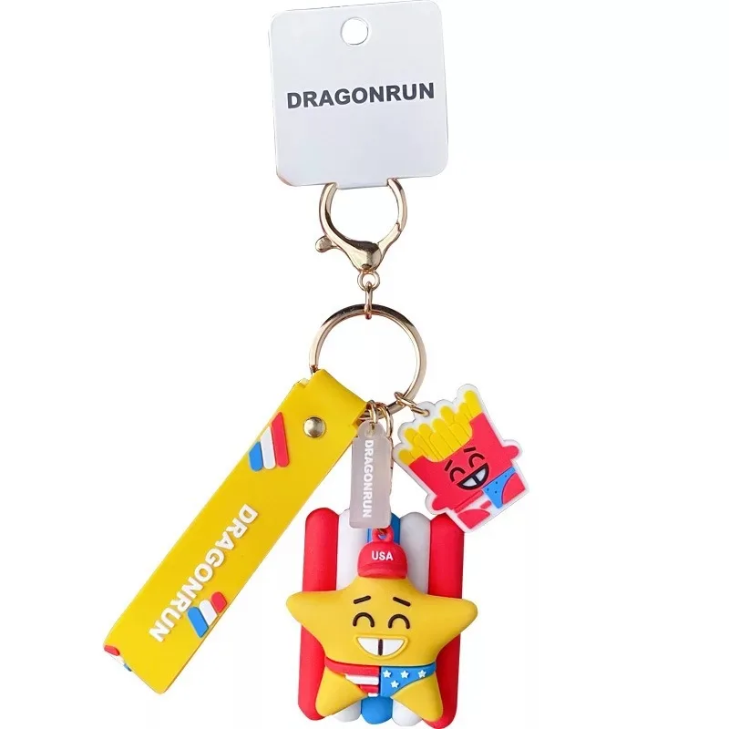 

2020 New Summer Beach Cool Starfish Keychain Chips Drinks Rowboat Pendant Creative Gift Fashion Decoration Keyring