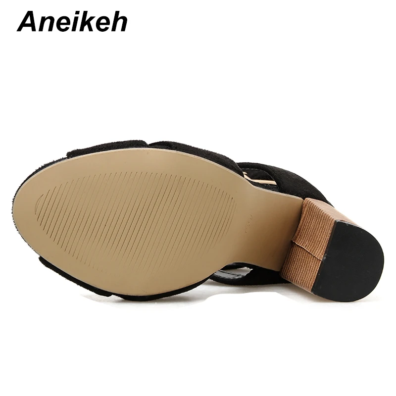 Женские сандалии на квадратном каблуке Aneikeh сандалии-гладиаторы высоком с
