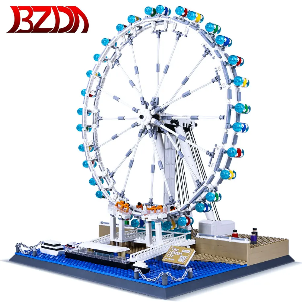 

BZDA Ferris Wheel Miniaturas World Famous Buildings The London Eye Ferris Wheel Building Blocks MOC Architecture Toys Kids Toys