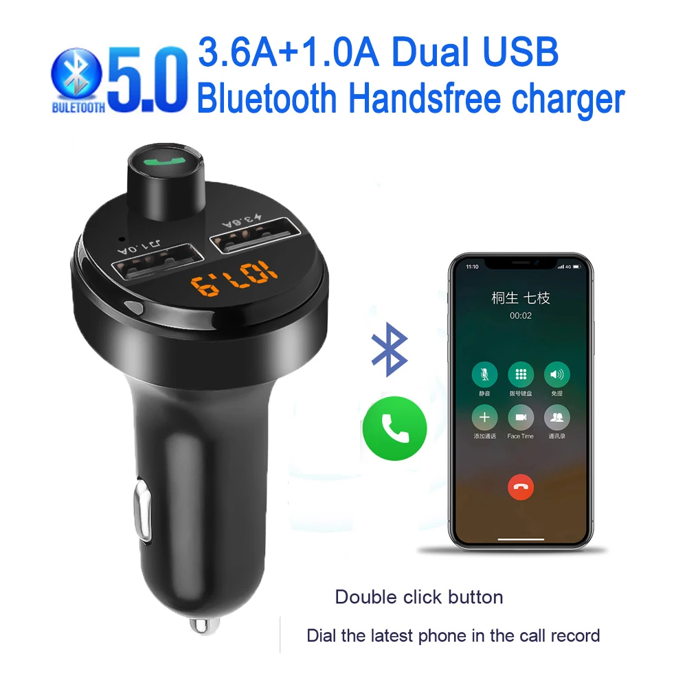 4.6A fm-передатчик модулятор Bluetooth Handsfree автомобильный комплект аудио USB AUX TF карта MP3-плеер адаптер двойной USB телефон зарядное устройство
