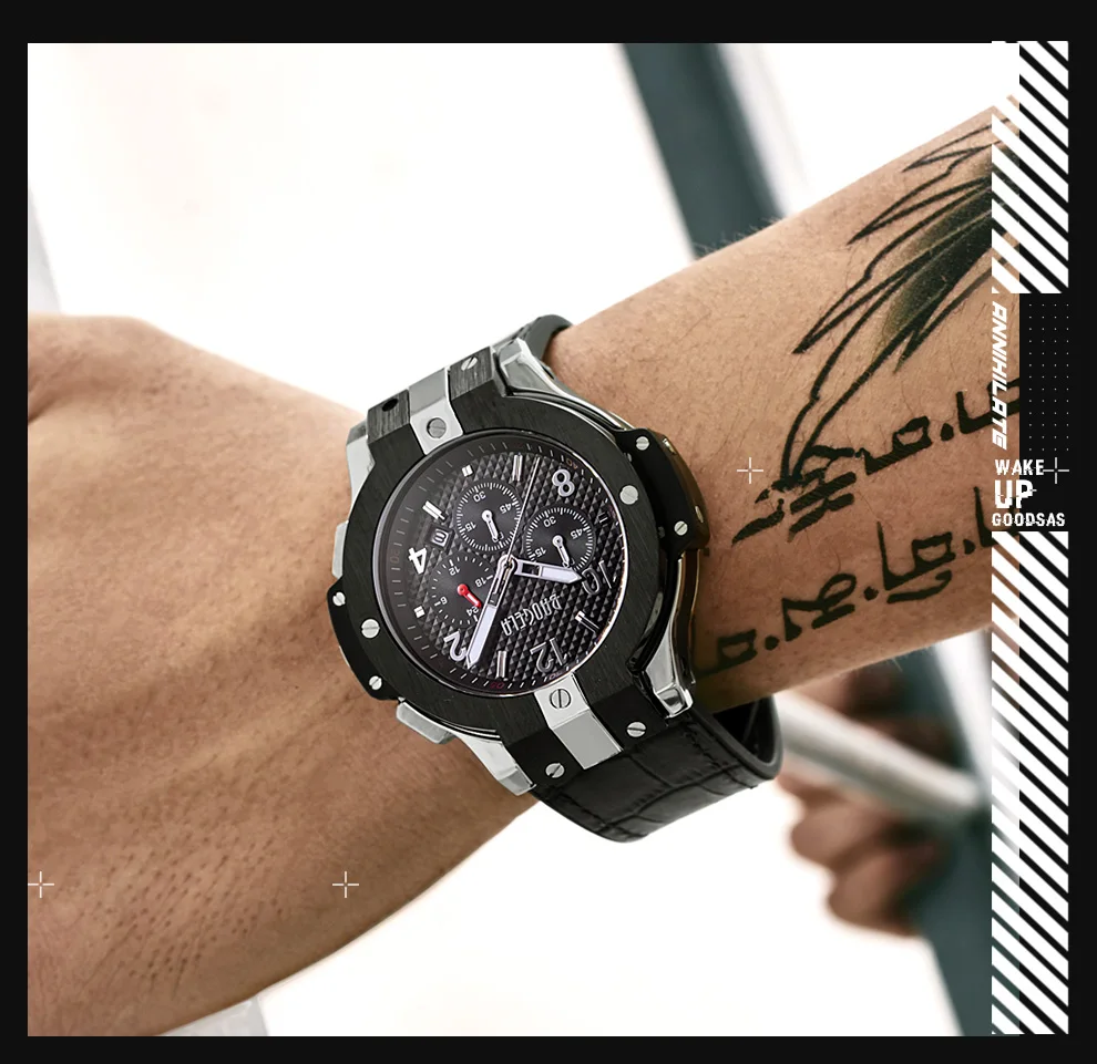 BAOGELA marque hommes montre Quartz montre ou bande de caoutchouc 3ATM resistant А 'Eau chronographe hommes Quartz 1909