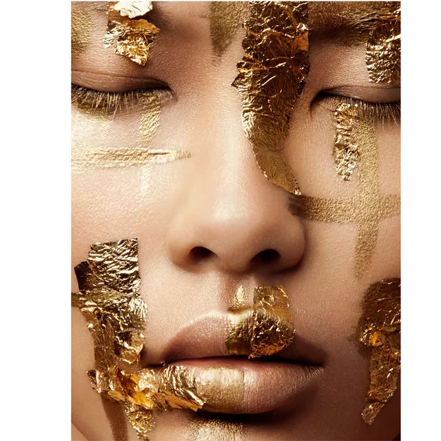 

Gold color makeup woman art canvas painting interior paintings Poster Wall paintings room decor Wall posters Decorative painting