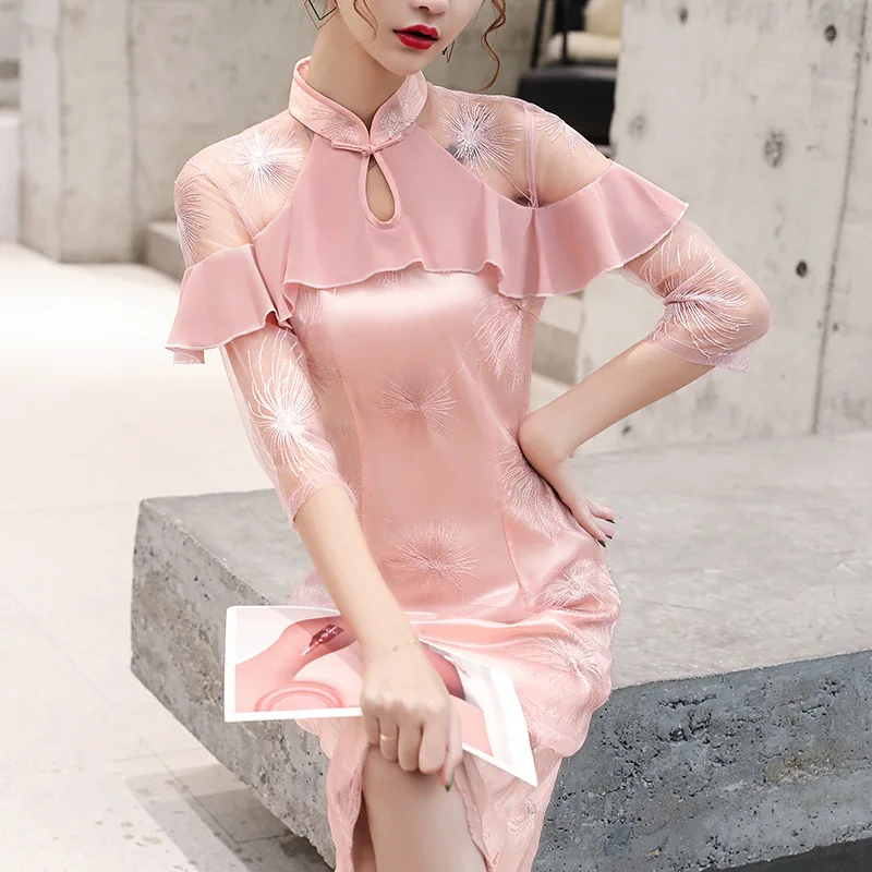 Женское кружевное платье Ципао для свадебной вечеринки 2019 | Тематическая одежда