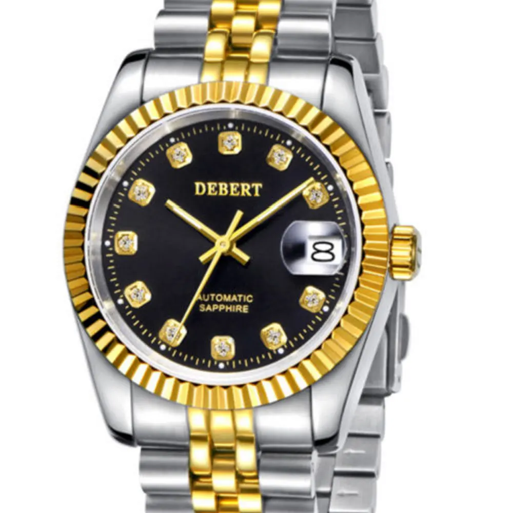 Мужские наручные часы с автоподзаводом debert черный циферблат 21 драгоценность miyota
