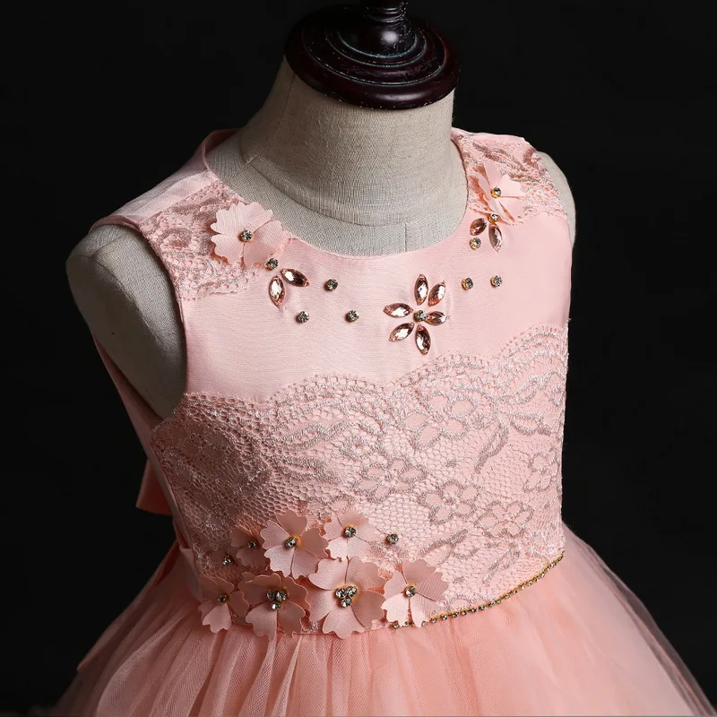 Элегантное рождественское платье для девочек розовое свадебное принцессы без