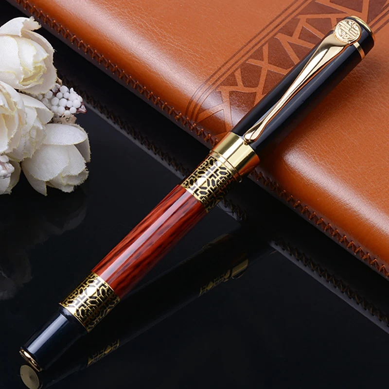 Chinese Classical Roller Ball Pen Elegant Golden Metal Ballpoint for Office Business Signature School Student Gift |