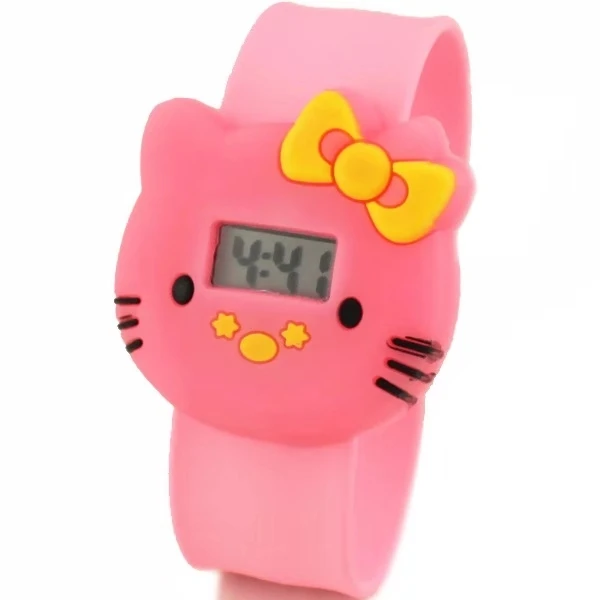Hello kitty Детский Электронный магнитофон потрепанные часы KT кошка желе цвет студенческие Детские часы - Цвет: Розовый
