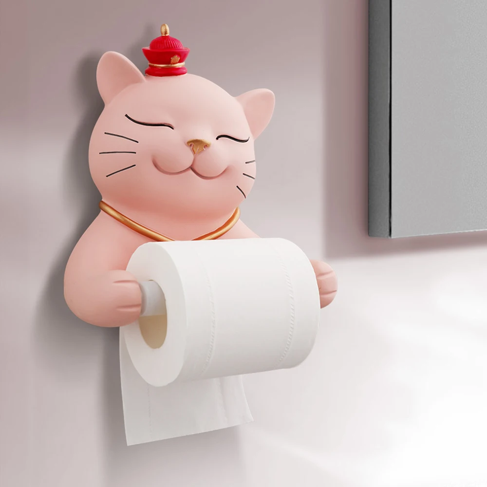 

Toilet Paper Holder Resin Free Punch Hand Tissue Box Household Paper Towel Holder Reel Spool Wall Mount Figurine Wall Decoration