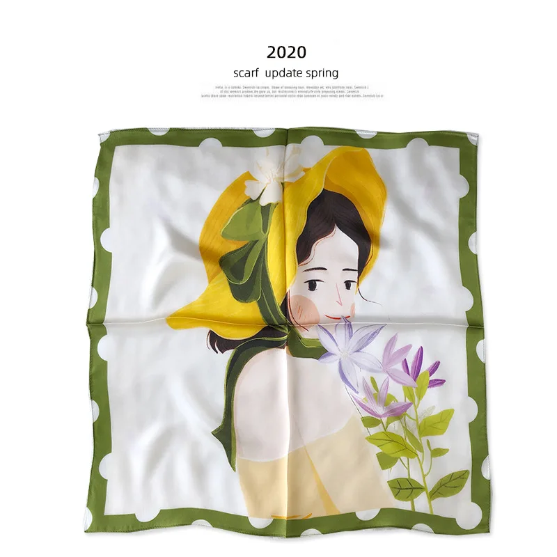 

New 2021 Foulard 100% Silk Scarf Fashion Design Women Summer Beach Square Scarves Shawl Bandana Hijab Pashmina 53*53cm