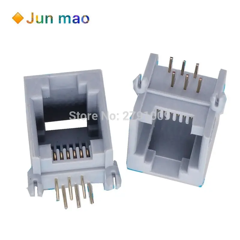 

10 шт., разъем RJ11 для телефона, 90 градусов, 4pin, 6 p6c, 6 ядер