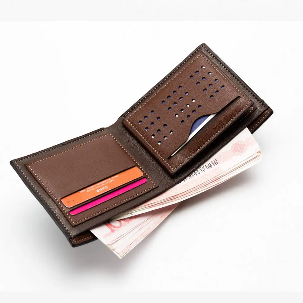 

Mens Slim Bifold Wallet PU Leather Short Purse with Credit Card Holder Slots -OPK