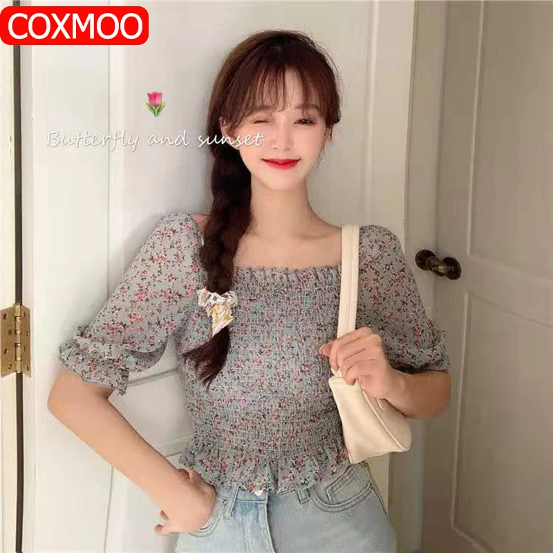 Женский топ с открытыми плечами COXMOO плиссированная баска розового и фиолетового