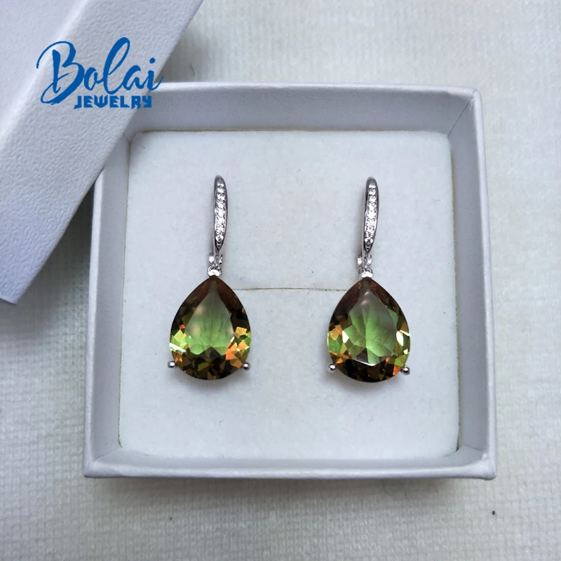 Bolaijewelry, изменение цвета, зултанит, серебро 925 пробы, большая груша, серьги, изготовленные драгоценным камнем, хорошее ювелирное изделие для девочек, повседневная одежда