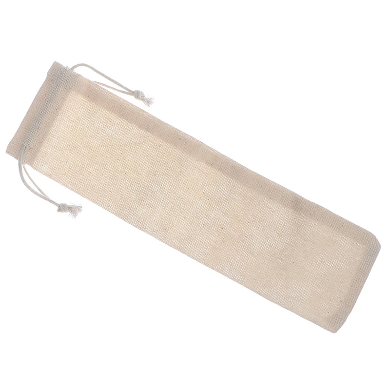 

1pc Portable Metal Straw Bags Resuable Straw Linen Storage Bag Tableware Bag