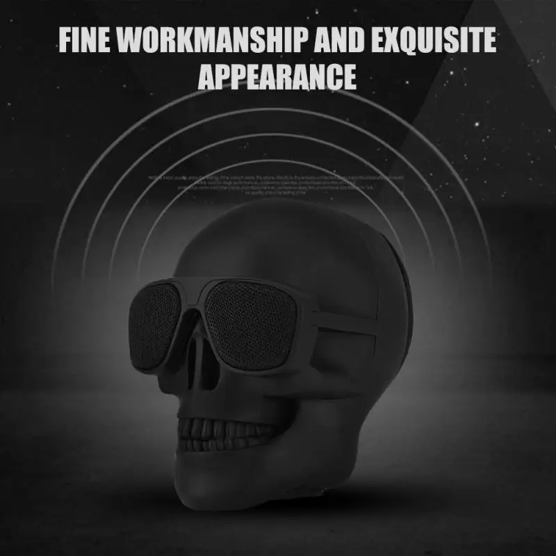 

Skull Head Speaker Portable Mini Wireless Bluetooth 4.0 Stereo Speaker HD Unique Sound Enhanced Bass