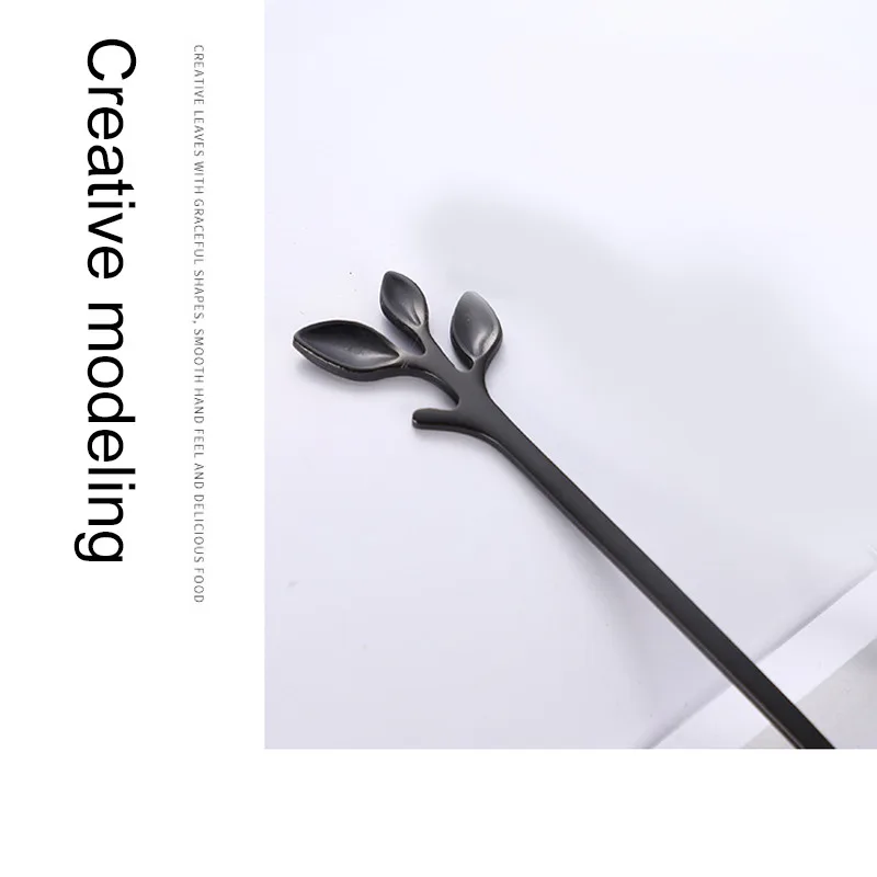 

Creative Leaves Dessert Spoon Stainless Steel Coffee Stirring Spoons Shovel Fork Coffee Teaspoon Tableware For Utensils Kitchen
