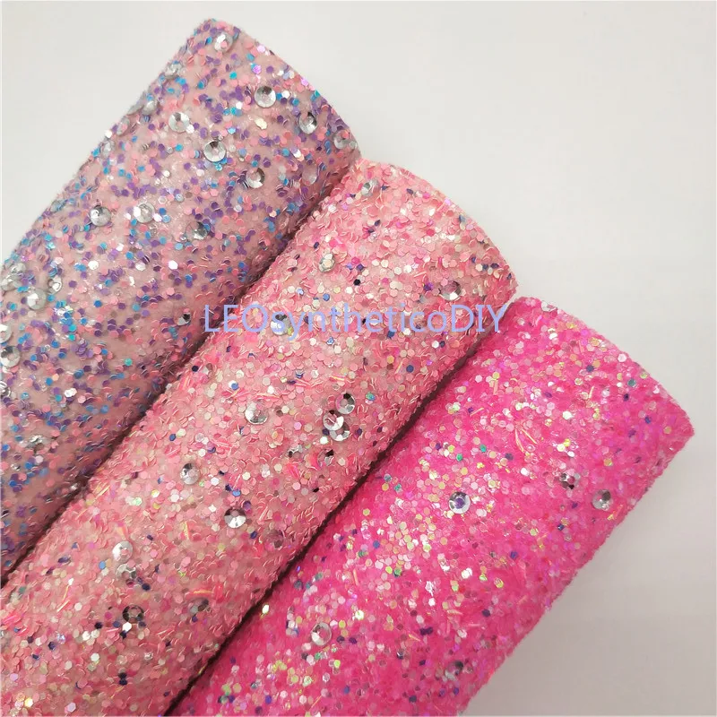 Блестящая ткань 21 х29 см крупная кожа с блестками розовые блестящие кожаные листы