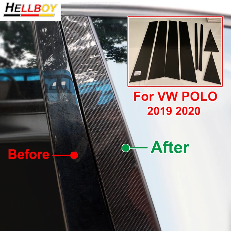 

Car Styling For Volkswagen VW POLO 2019 2020 Car Door Window B Pillar Cover Trims Decorative Decal Sticker Protector Film