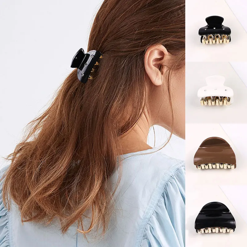 Новые однотонные мини-заколки для волос геометрические заколки-крабы акриловые