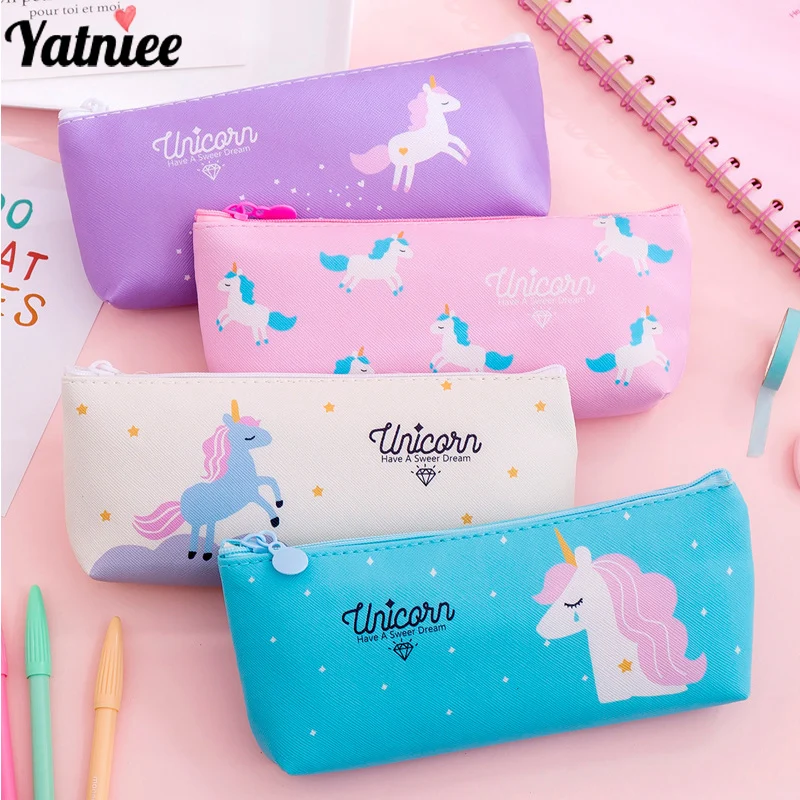 

Yatniee Lovely Large-Capacity Unicorn Pencil Case Candy-colored Cute Pen Bag School Student Stationery Supply