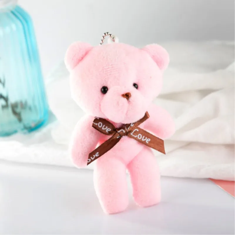 

New Size 12cm A Tie Plush Toy Teddy Bear Doll Pendant Keychain PP Cotton Soft Stuffed Bears Toy Doll Toy Gifts