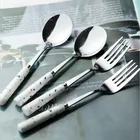 Вилка из нержавеющей стали ложка Western с керамической ручкой, для домашнего использования, для мороженого, десерта, маленькая чайная ложка