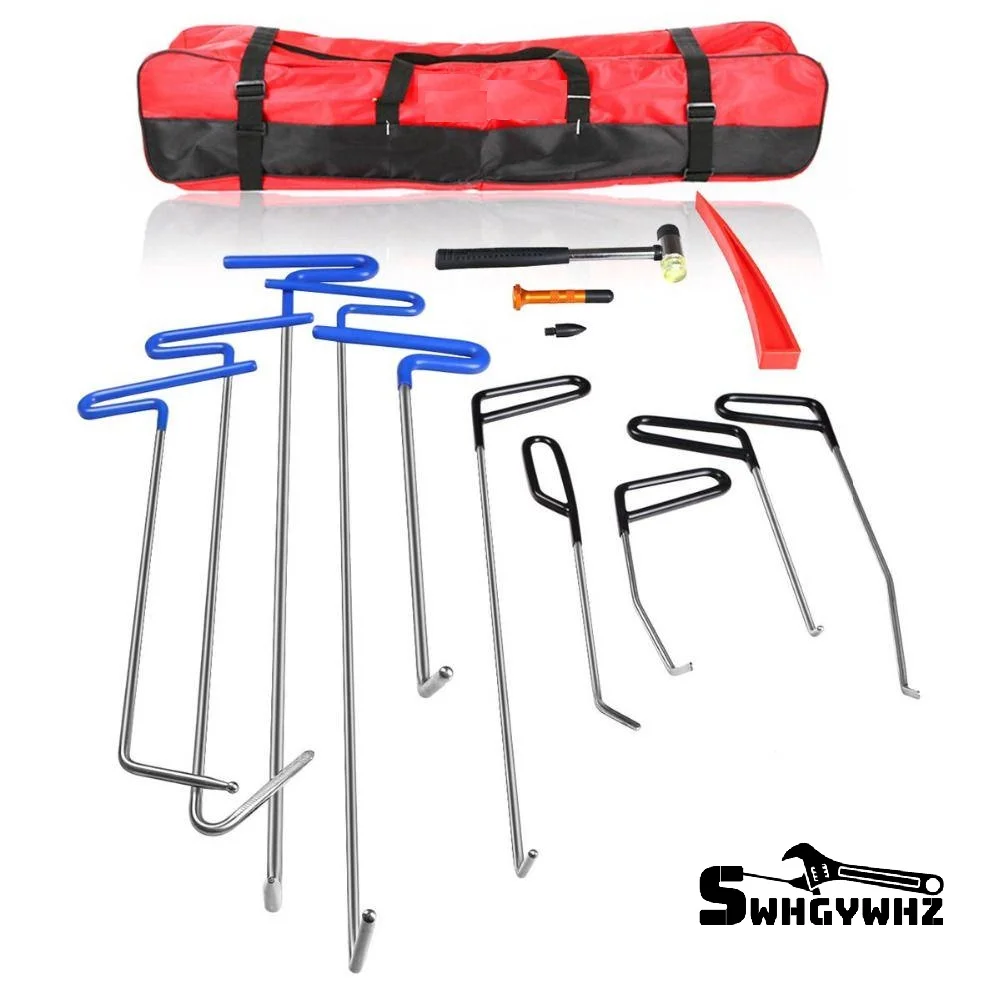 

Набор инструментов для ремонта вмятин без покраски, инструмент для ремонта вмятин от града на автомобиле, стержень, крючки, инструмент с кли...