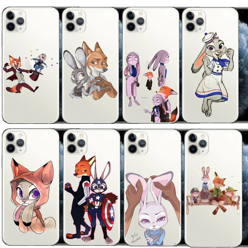 Из мультфильма зверополис С рисунками лисички и кролика из чехол для iPhone X XR XSMax 5 5S