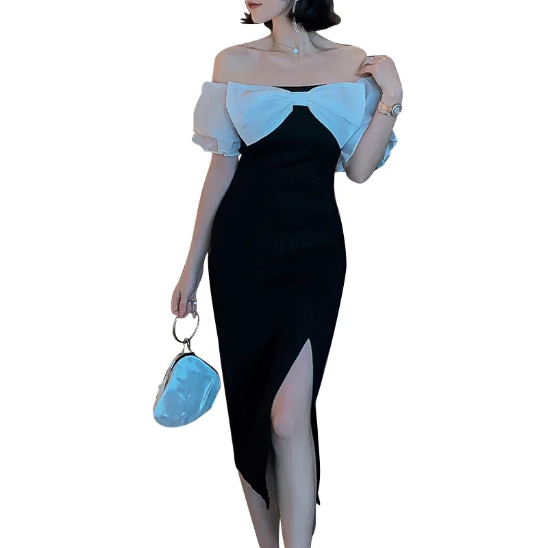 

Evening Gown 2020 Elegant Lady Slim Off-shoulder Slit Dress