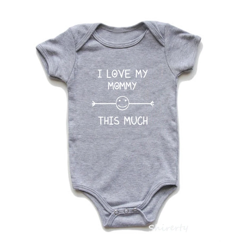 Love My Mommy-Grey2 I Love My Daddy/детские комбинезоны; хлопковая одежда с короткими рукавами для младенцев; Детский комбинезон с принтом «папа»; Одежда для маленьких мальчиков и девочек - Цвет: Love My Mommy-Grey2