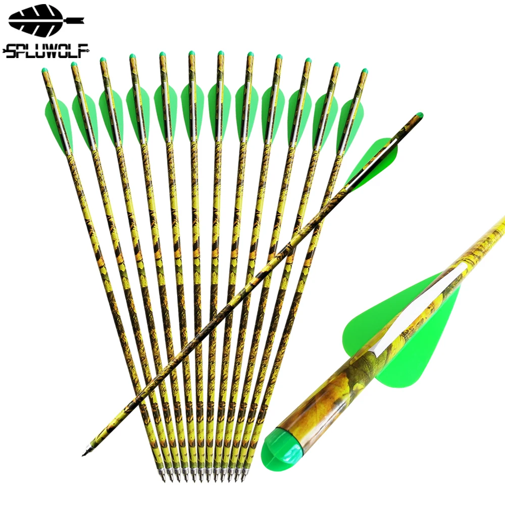 Flechas de tiro con arco de carbono para caza, ballesta con perno, 13,5, 16, 17, 18 y 20 pulgadas, 12 Uds.