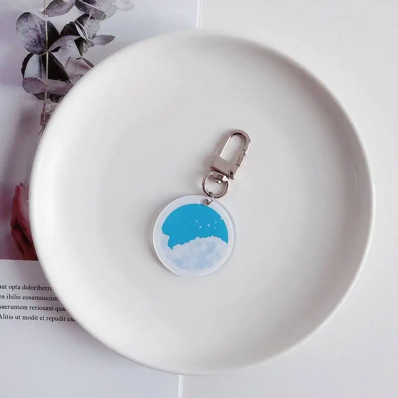 

2021 Blue Sky And White Clouds Keychain Blue Mount Fuji Key Chain New Year Gift Keyring Pendant Earphone Bag Decoration