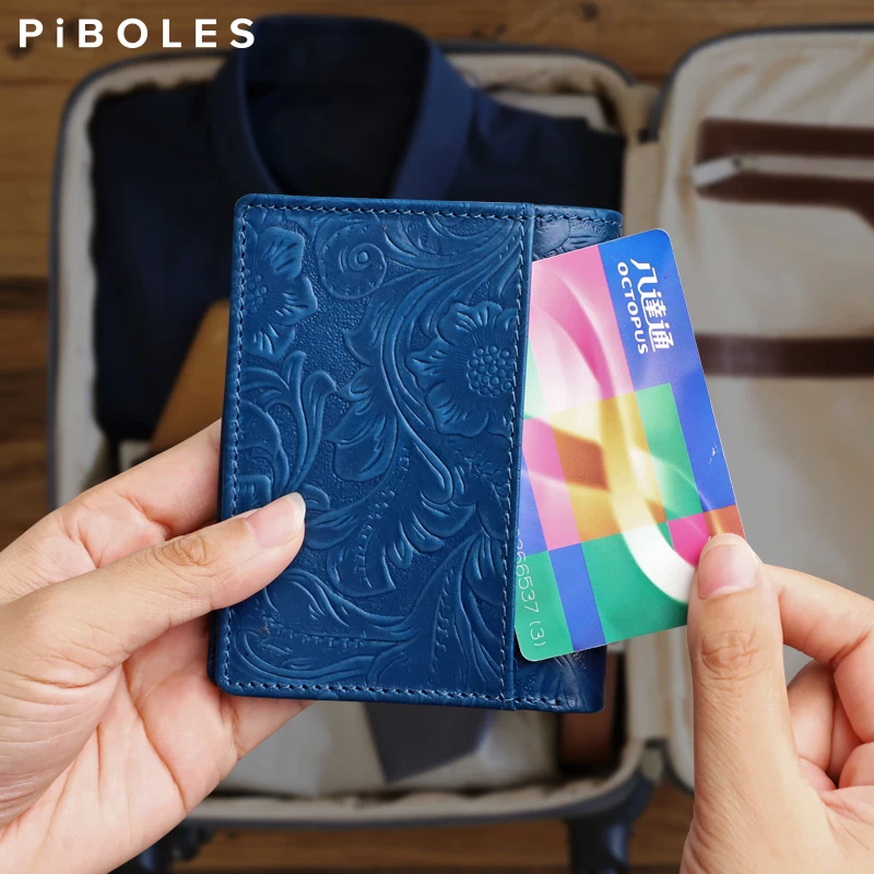 Handmade Genuine Leather Card Wallet Portable Cowhide Credit Card Slot Pouch Driver License Holder Coin Purse For Men, Women