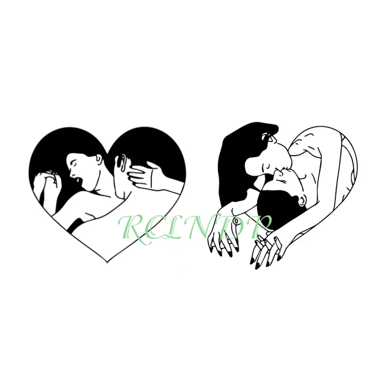 Водостойкая Временная наклейка для татуировок сексуальный рот сердечко старая