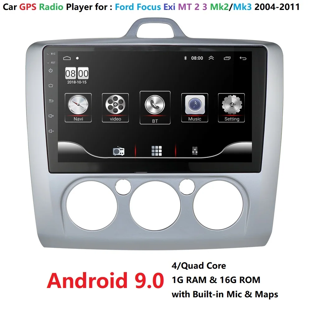1G RAM 16G ROM 9 дюймов Android 9,0 автомобиль радио для ford focus EXI MT 2 3 Mk2 2004 2005 2006 2007 2008 2009-2011 2Din gps мультимедийный плеер - Цвет: 1G RAM 16G ROM