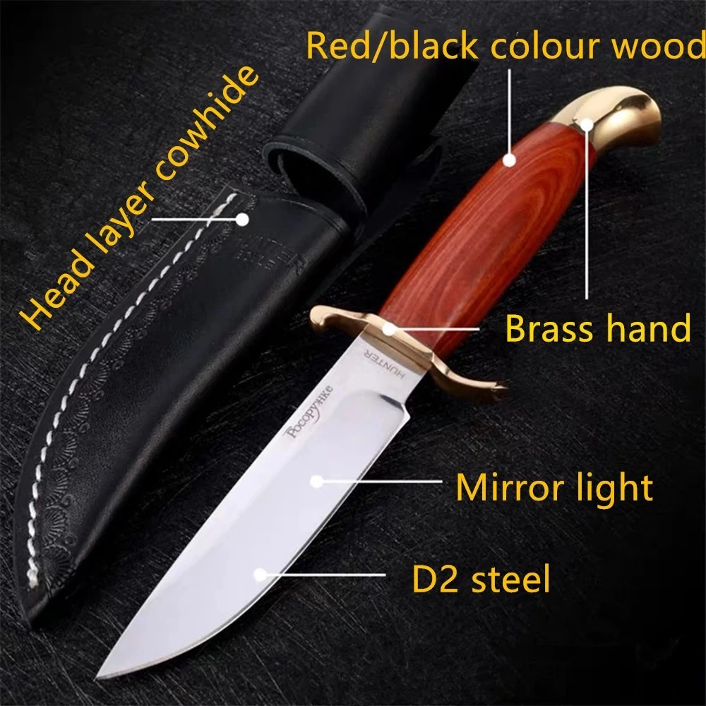 

Russian Cheka 9cr18mov D2 Blade Outdoor Self Defense Military Knife Survival Field Rescue High Hardness 58-59hrc Straight Knife