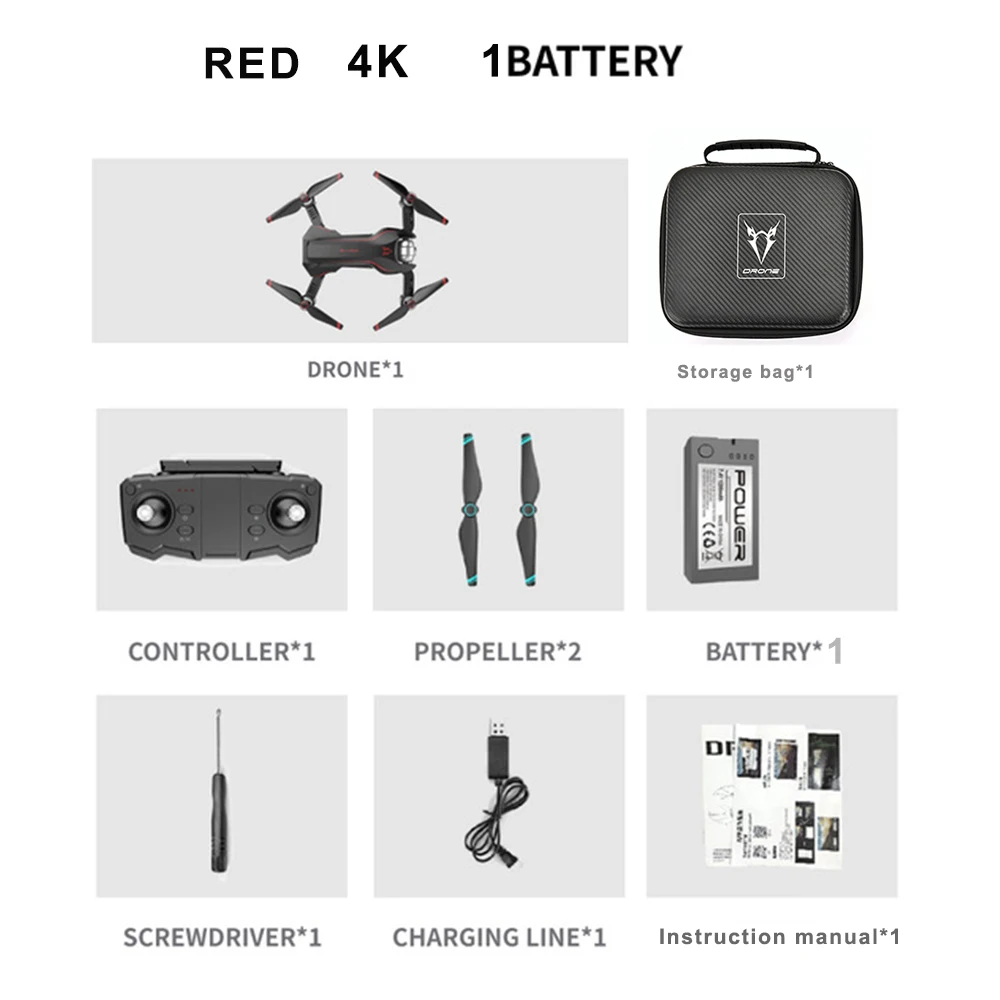 4K 1B RED BAG S20W селфи Дрон 4K HD Gimbal Двойная камера Wi-Fi FPV Gesture фото оптический поток Профессиональный Радиоуправляемый квадрокоптер вертолет Дрон - Цвет: 4K 1B RED BAG