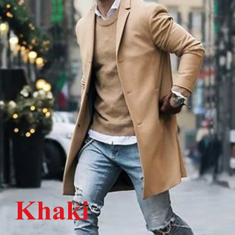 Новинка зимнее пальто Мужское повседневное однотонный тонкий воротник простая