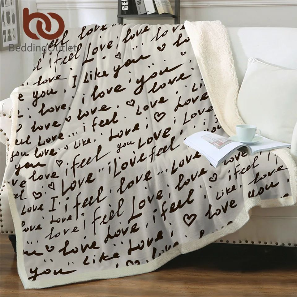 BeddingOutlet Love You шерстяное одеяло почерк буквы постельные принадлежности для пар