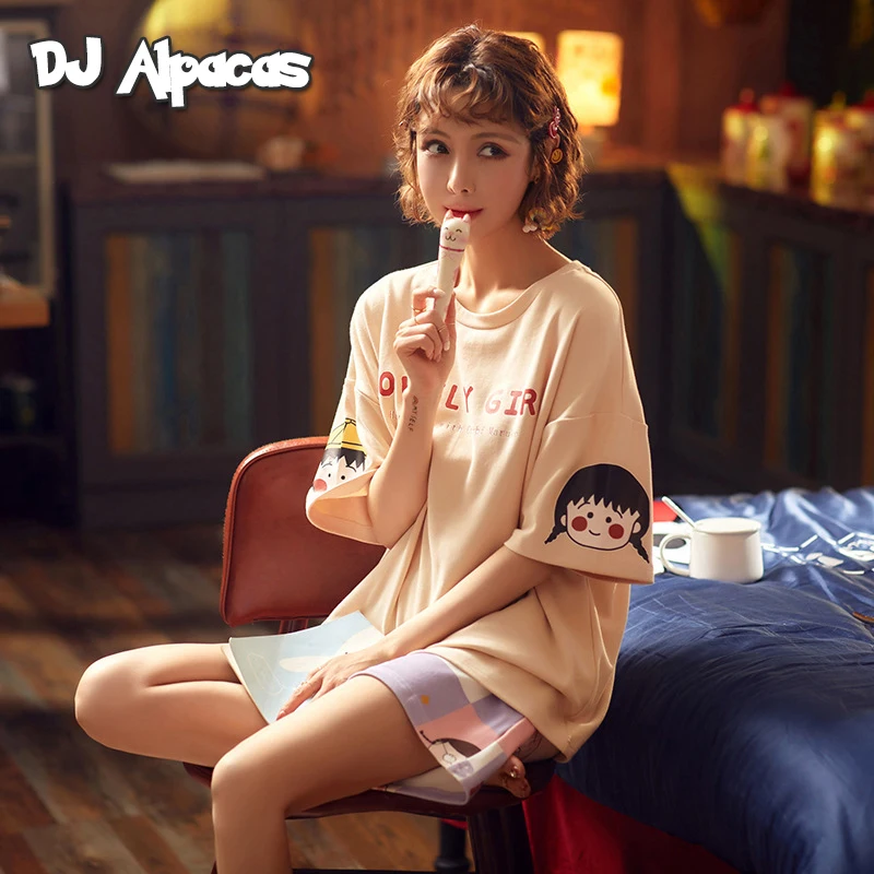 Хлопковые Пижамные комплекты с принтом шариков вишни одежда для сна коротким