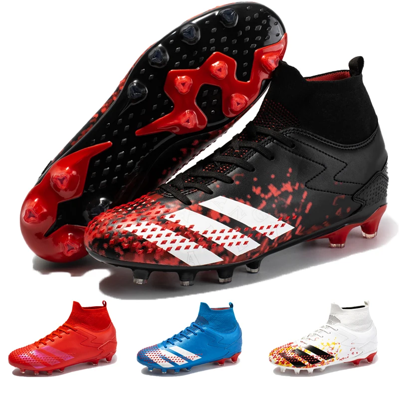 

2021 New Sneaker Shoes Soccer Shoes Long Spikes Football Boots Turf Chuteira Futebo Outdoor Boys High Ankle Kids Training Sports