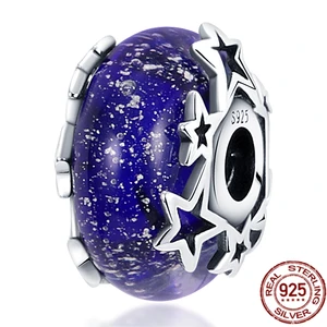 NEW 925 Sterling Silver Dazzling Round Starry Sky Charms Beads Fit Original Pandora Bracelet Making for Women DIY Jewelry Gift