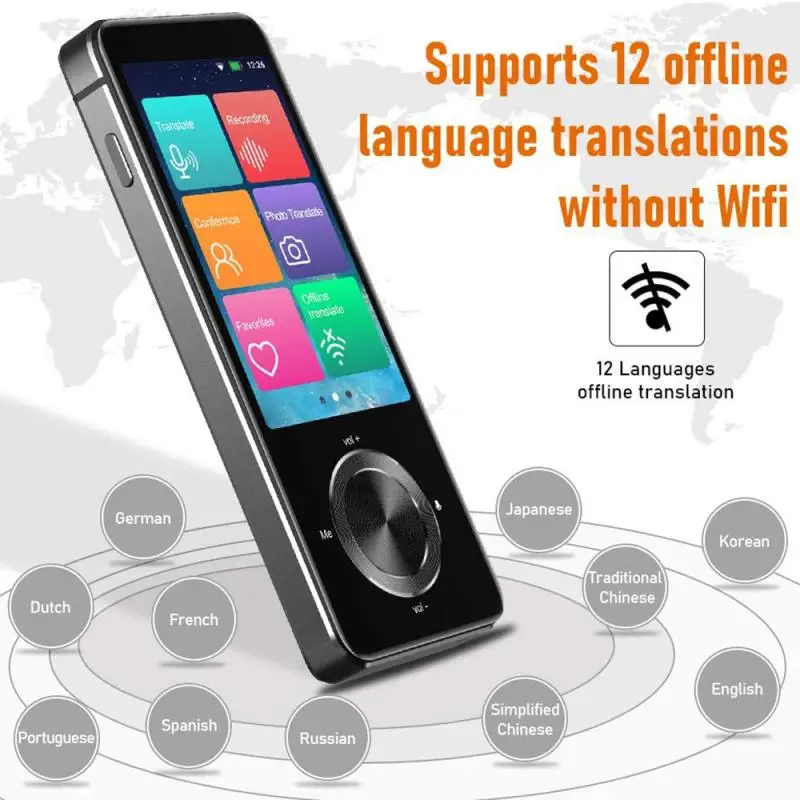 

Хит продаж, портативный переводчик языков M9, 107 языков, двусторонний, в режиме реального времени, Wi-Fi/офлайн-запись/фото-переводчик перевод я...