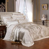 svetanya luxury baroque european dark golden silk cotton blend bedding linens jacquard queen king duvet cover sheet pillowcases